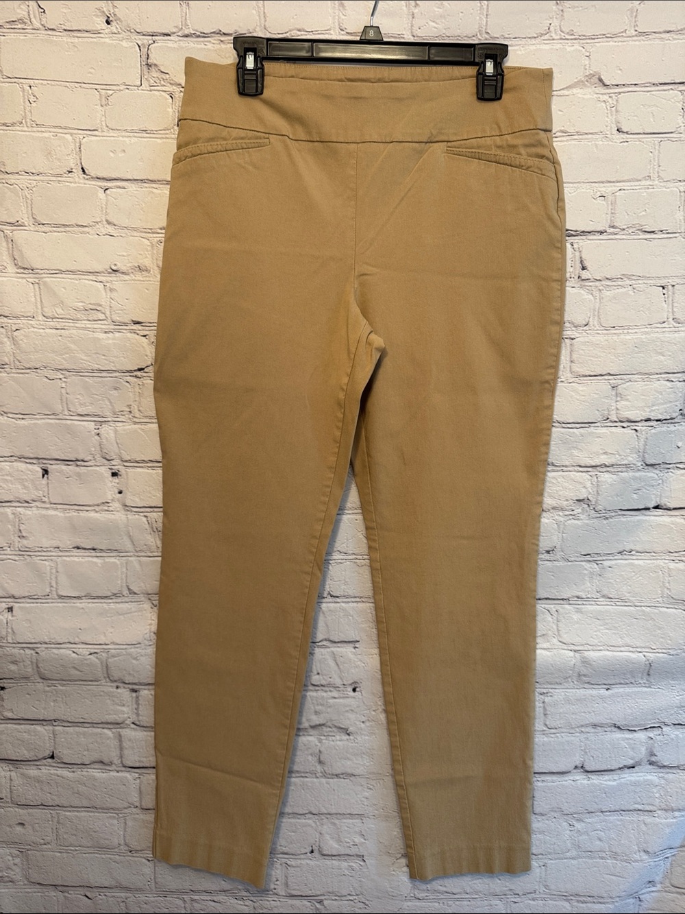 Van Heusen Size 14 Tan Stretch Pull-On Slim Pants